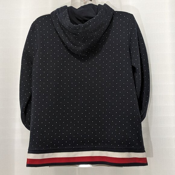 Tommy Hilfiger Navy Zip Up Women's Sweatshirts Hoodie Polka Dot Size Medium - Picture 2 of 9